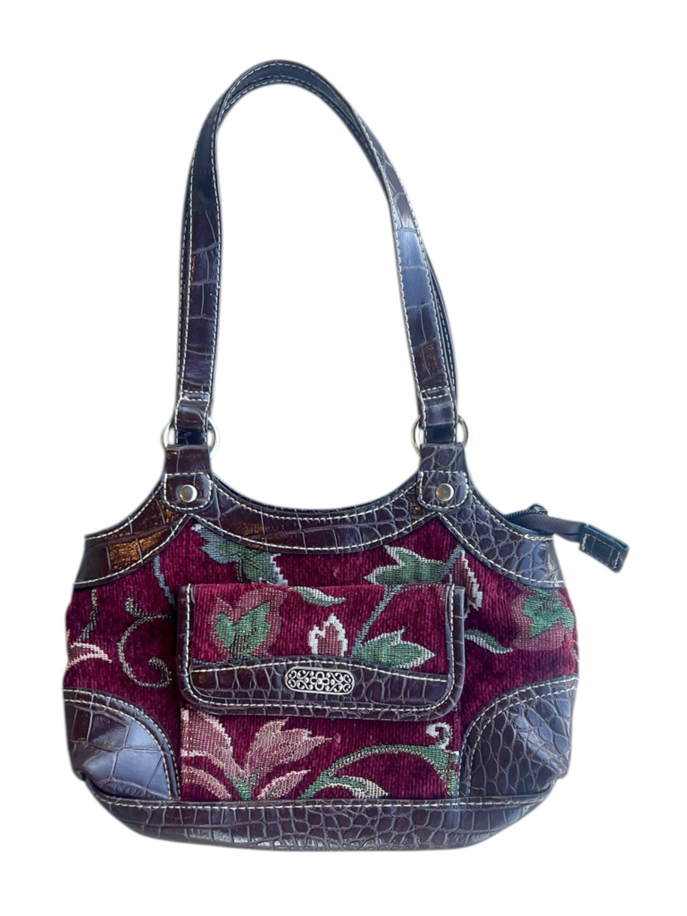 Vintage Y2K Faux Croc Tapestry Shoulder Bag Purse